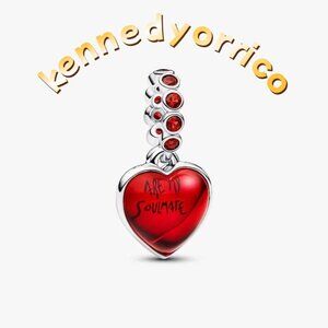 Pandora Red Murano Glass Heart Double Dangle Charm